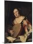 A Lady Playing the Lute, 1654-Ferdinand Bol-Mounted Giclee Print