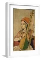 A Lady Playing the Tanpura, 1735-Unknown-Framed Art Print