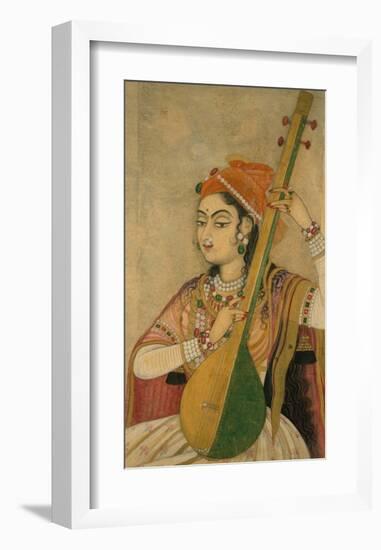 A Lady Playing the Tanpura, 1735-Unknown-Framed Art Print