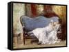 A Lady Reading-Eduardo-leon Garrido-Framed Stretched Canvas