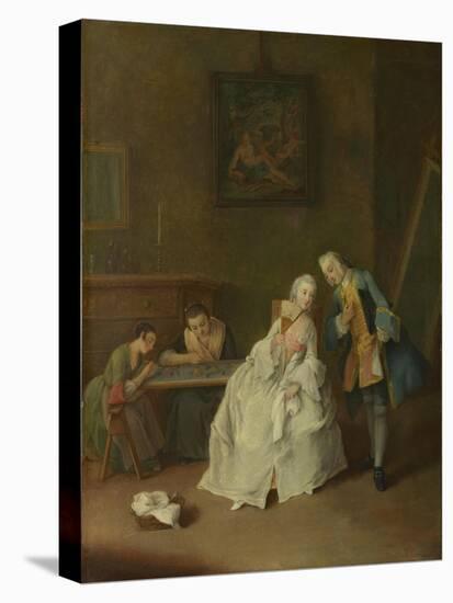 A Lady Receiving a Cavalier, 1747-1755-Pietro Longhi-Stretched Canvas