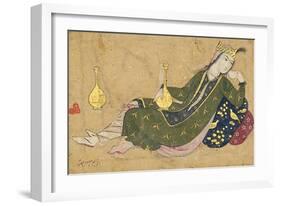 A Lady Reclining, C.1680-Muin Musavvir-Framed Giclee Print