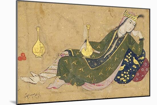 A Lady Reclining, C.1680-Muin Musavvir-Mounted Giclee Print