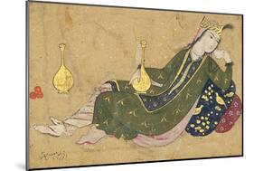 A Lady Reclining, C.1680-Muin Musavvir-Mounted Giclee Print