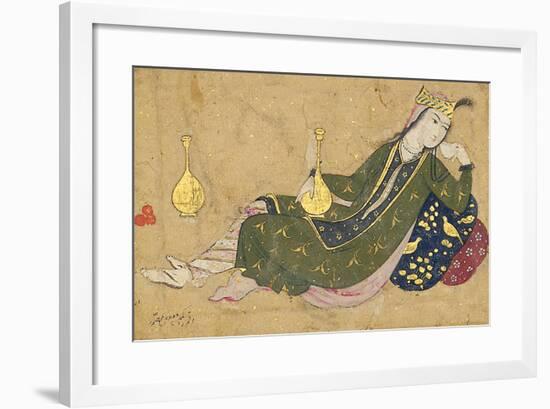 A Lady Reclining, C.1680-Muin Musavvir-Framed Giclee Print