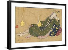 A Lady Reclining, C.1680-Muin Musavvir-Framed Giclee Print