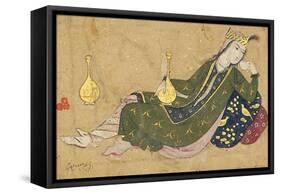 A Lady Reclining, C.1680-Muin Musavvir-Framed Stretched Canvas