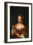 A Lady Seated Holding a Small Dog (Oil on Panel)-Willem Van Mieris-Framed Giclee Print