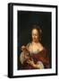 A Lady Seated Holding a Small Dog (Oil on Panel)-Willem Van Mieris-Framed Giclee Print