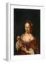 A Lady Seated Holding a Small Dog (Oil on Panel)-Willem Van Mieris-Framed Giclee Print