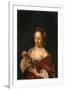 A Lady Seated Holding a Small Dog (Oil on Panel)-Willem Van Mieris-Framed Giclee Print