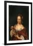 A Lady Seated Holding a Small Dog (Oil on Panel)-Willem Van Mieris-Framed Giclee Print