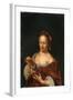 A Lady Seated Holding a Small Dog (Oil on Panel)-Willem Van Mieris-Framed Giclee Print