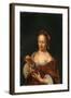 A Lady Seated Holding a Small Dog (Oil on Panel)-Willem Van Mieris-Framed Giclee Print