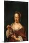 A Lady Seated Holding a Small Dog (Oil on Panel)-Willem Van Mieris-Mounted Giclee Print