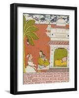 A Lady Seated Outside Her Bedchamber in Conversation with a Noble, circa 1700-null-Framed Giclee Print