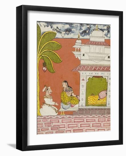 A Lady Seated Outside Her Bedchamber in Conversation with a Noble, circa 1700-null-Framed Giclee Print