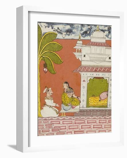 A Lady Seated Outside Her Bedchamber in Conversation with a Noble, circa 1700-null-Framed Giclee Print