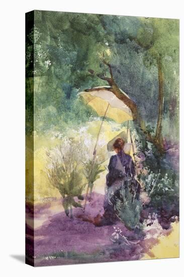 A Lady Sketching in a Glade under the Shade of a Parasol-Mildred Anne Butler-Stretched Canvas