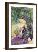 A Lady Sketching in a Glade under the Shade of a Parasol-Mildred Anne Butler-Framed Giclee Print