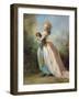 A Lady with a Dog-Jean-frederic Schall-Framed Giclee Print