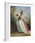 A Lady with a Dog-Jean-frederic Schall-Framed Giclee Print