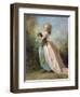 A Lady with a Dog-Jean-frederic Schall-Framed Giclee Print