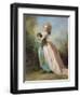 A Lady with a Dog-Jean-frederic Schall-Framed Giclee Print