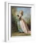 A Lady with a Dog-Jean-frederic Schall-Framed Giclee Print