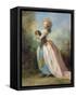 A Lady with a Dog-Jean-frederic Schall-Framed Stretched Canvas