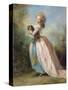 A Lady with a Dog-Jean-frederic Schall-Stretched Canvas