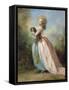 A Lady with a Dog-Jean-frederic Schall-Framed Stretched Canvas