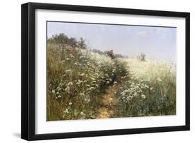 A Lady with a Parasol in a Meadow with Cow Parsley, 1881-Ivan Ivanovitch Shishkin-Framed Giclee Print