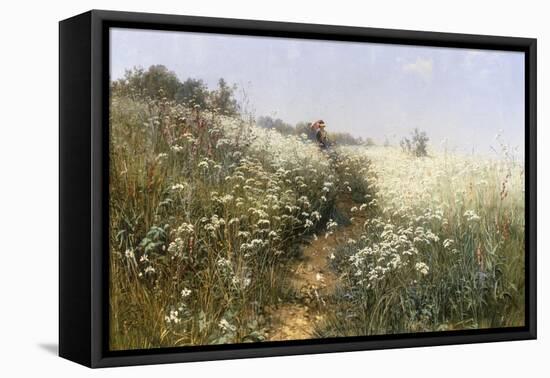 A Lady with a Parasol in a Meadow with Cow Parsley, 1881-Ivan Ivanovitch Shishkin-Framed Stretched Canvas