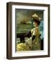 A Lady with a Parasol Looking out to Sea-Alfred Stevens-Framed Giclee Print