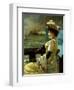 A Lady with a Parasol Looking out to Sea-Alfred Stevens-Framed Giclee Print