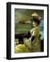 A Lady with a Parasol Looking out to Sea-Alfred Stevens-Framed Giclee Print