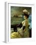 A Lady with a Parasol Looking out to Sea-Alfred Stevens-Framed Giclee Print