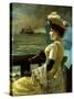 A Lady with a Parasol Looking Out to Sea-Alfred Emile Léopold Stevens-Stretched Canvas