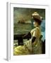 A Lady with a Parasol Looking Out to Sea-Alfred Emile Léopold Stevens-Framed Giclee Print