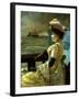 A Lady with a Parasol Looking Out to Sea-Alfred Emile Léopold Stevens-Framed Giclee Print