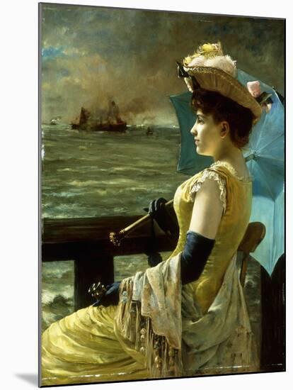 A Lady with a Parasol Looking Out to Sea-Alfred Emile Léopold Stevens-Mounted Giclee Print