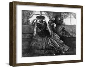 A Lady with Her Dog, 19th Century-Constantin Guys-Framed Giclee Print
