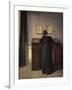 A Lady Writing at Her Desk-Vilhelm Hammershoi-Framed Giclee Print