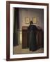 A Lady Writing at Her Desk-Vilhelm Hammershoi-Framed Giclee Print