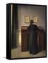 A Lady Writing at Her Desk-Vilhelm Hammershoi-Framed Stretched Canvas