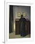 A Lady Writing at Her Desk-Vilhelm Hammershoi-Framed Giclee Print