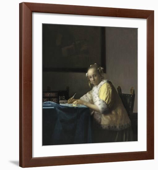 A Lady Writing, c. 1665-Jan Vermeer-Framed Premium Giclee Print