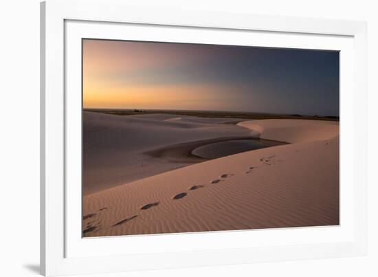A Lagoon at Sunset in the Sand Dunes in Brazil's Lencois Maranhenses National Park-Alex Saberi-Framed Photographic Print