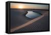 A Lagoon at Sunset in the Sand Dunes in Brazil's Lencois Maranhenses National Park-Alex Saberi-Framed Stretched Canvas